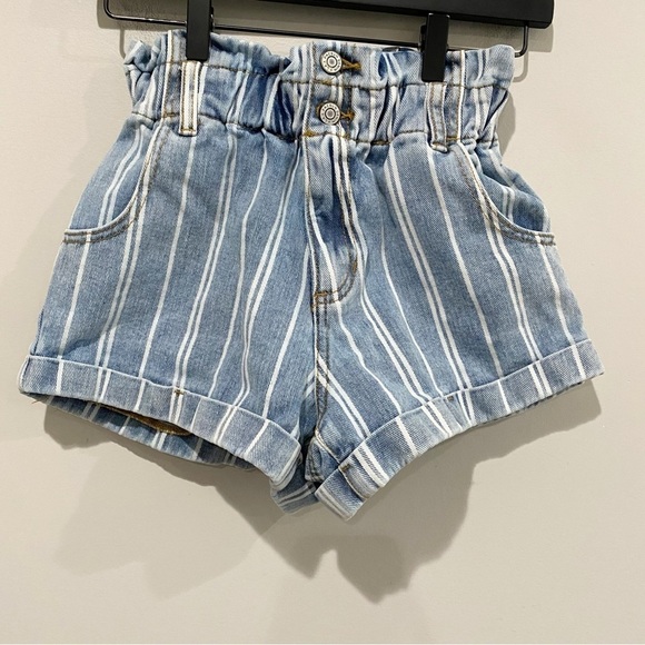 PACSUN Paperbag Denim Mom Shorts Striped High Rise Size XS - Picture 2 of 11